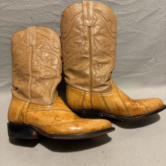 Women Western Cowgirl Beige Embroidered pull on Boots approx. size 7-8 - Picture 4 of 10